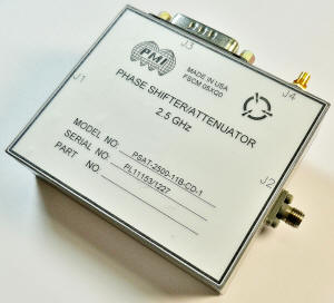 PMI Model PSAT-2500-11B-CD-1 is a 2.5GHz, 11 Bit Digitally Controlled Attenuator / Analog Phase Shifter
